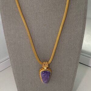Barbara Garwood Charoite Necklace Collectable Mongolian Art 14K over Silver